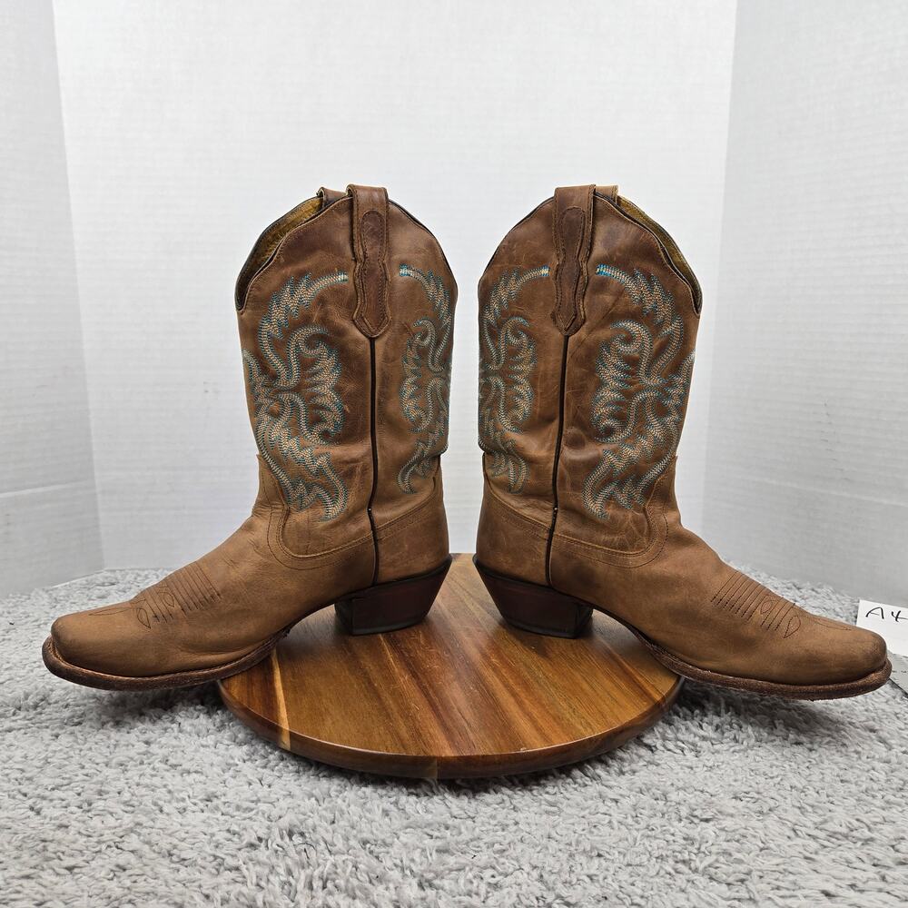 Nocona Boots Womens 10B Bluebonnet Old West Tan Casual Western Fashion Cowgirl - Picture 12 of 16